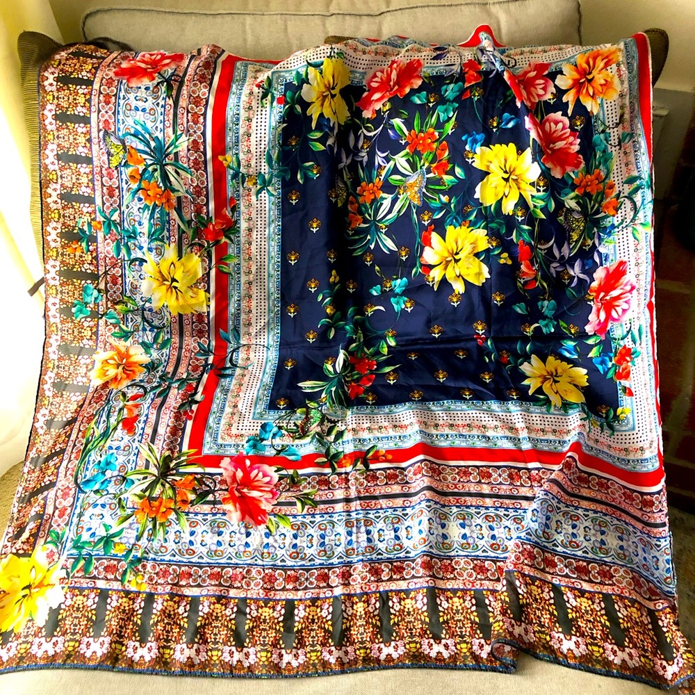 Johnny Was Silk Bernie Scarf 44”x44”